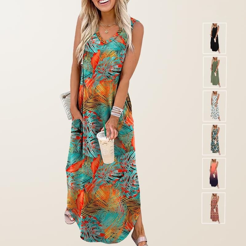 Summer Dresses Maxi Dress Vacation Beach Sundresses 2026 with Pockets