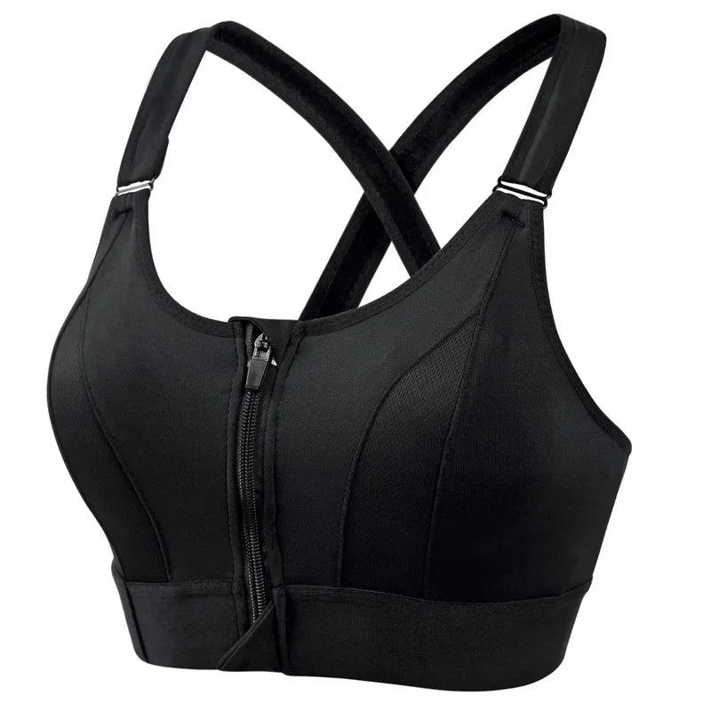 Front zipper anti-sagging sports bra