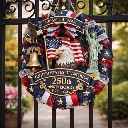 【❤️50% off】🇺🇸 Veteran Handmade Patriotic Wood Wreath – 1776–2026 America 250