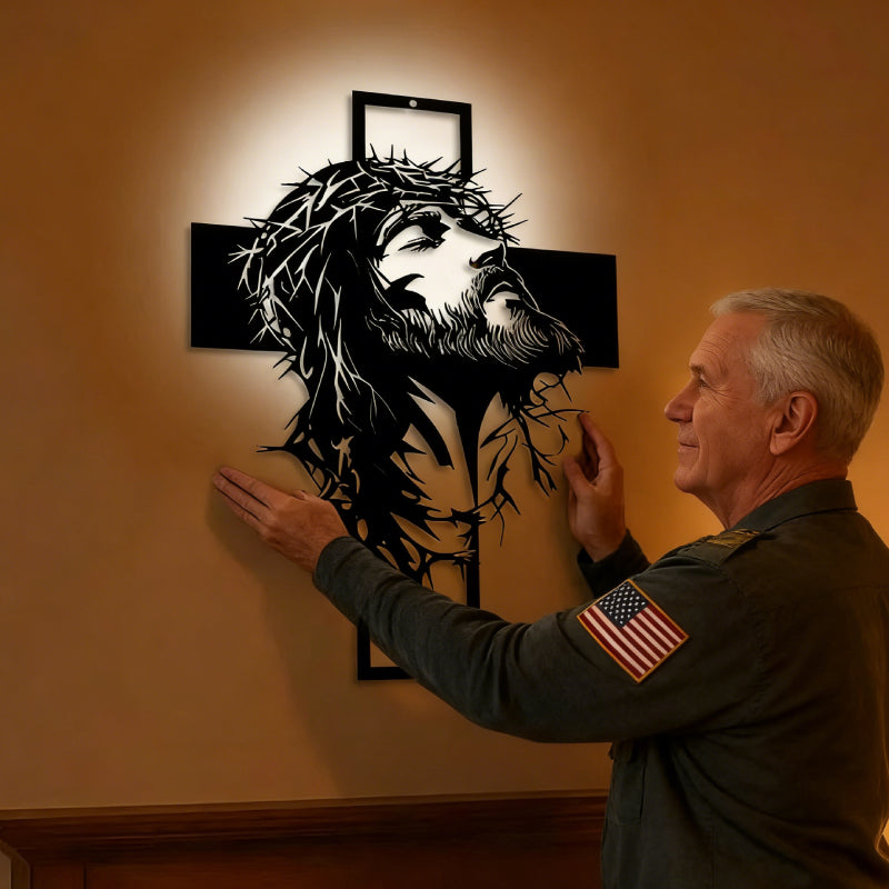 ✝️Handcrafted Metal Jesus Cross Wall Decor: Christian Home Decor