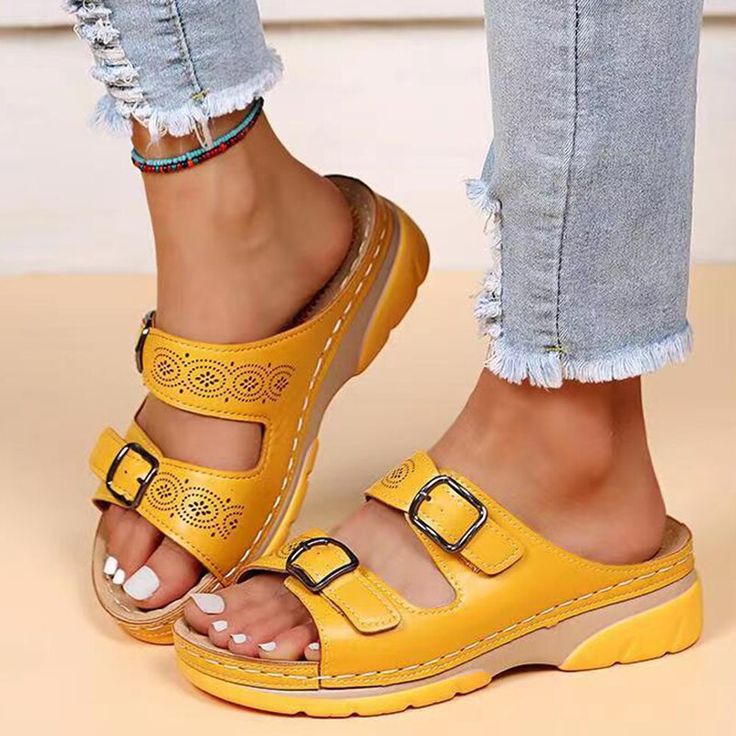 🔥LAST DAY 50% OFF-Breathable Orthopedic Adjustable Ladies Leather Sandals
