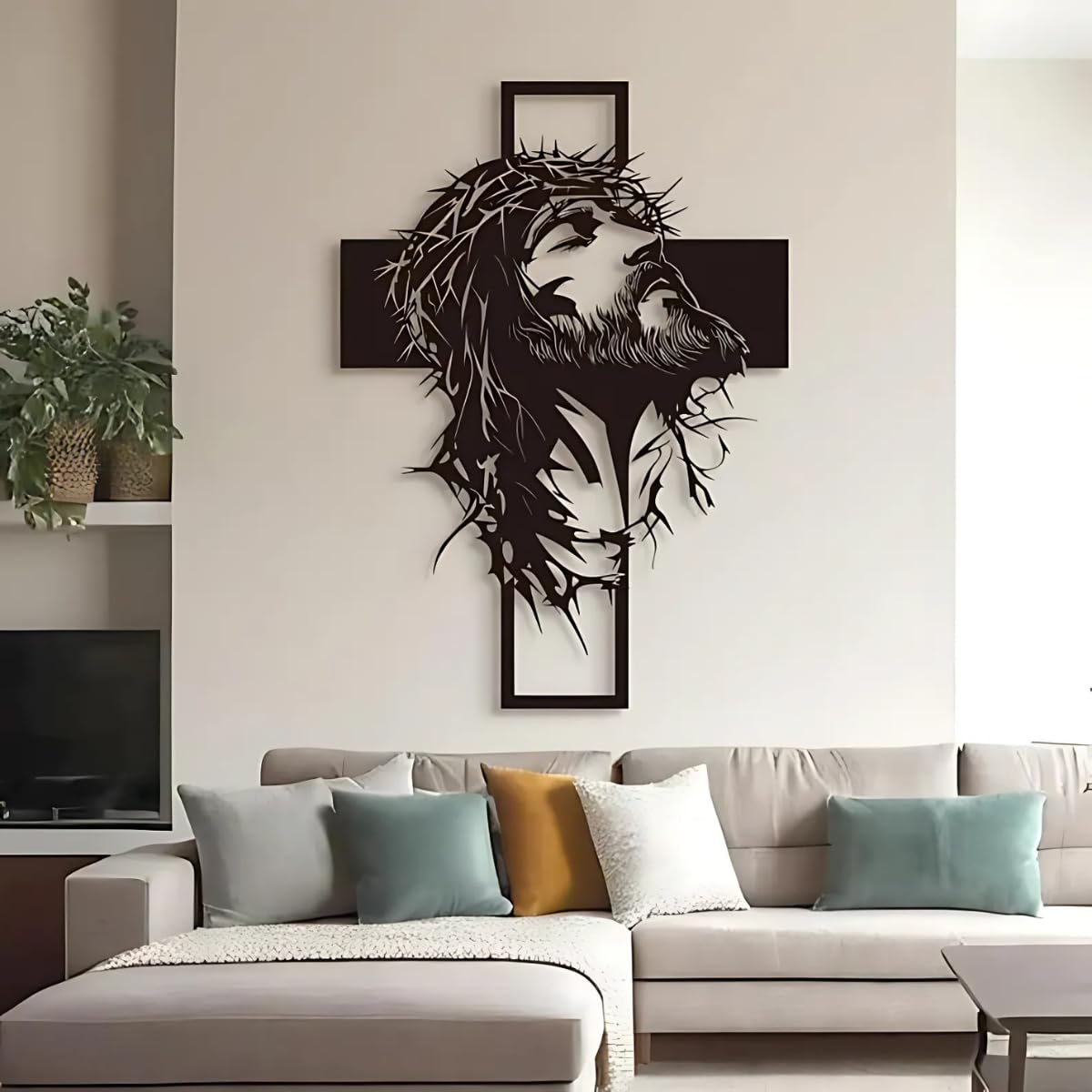 ✝️Handcrafted Metal Jesus Cross Wall Decor: Christian Home Decor