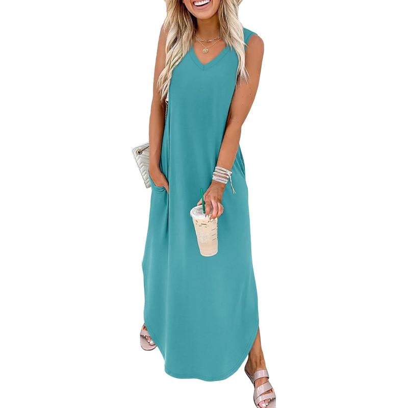 Summer Dresses Maxi Dress Vacation Beach Sundresses 2026 with Pockets