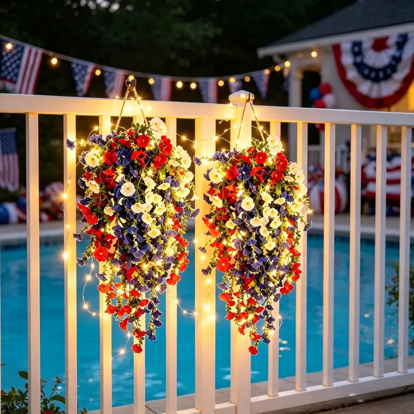 ✨ Celebrate America's 250th Anniversary with Patriotic Hanging Flower Baskets