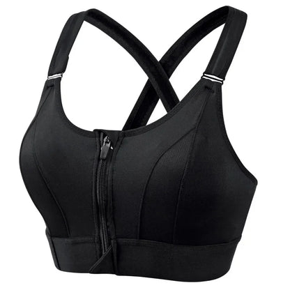 Front zipper anti-sagging sports bra