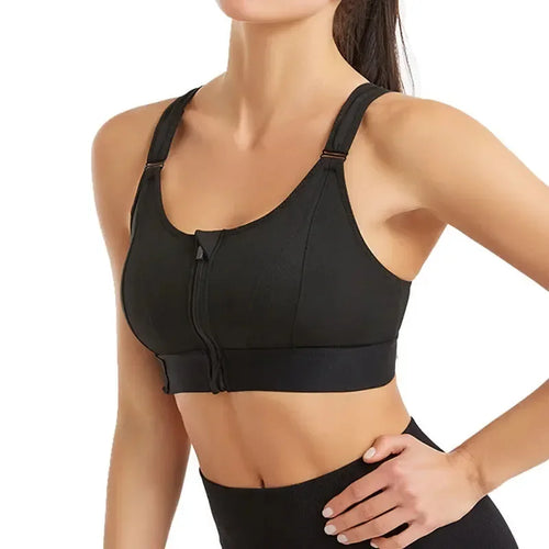 Front zipper anti-sagging sports bra