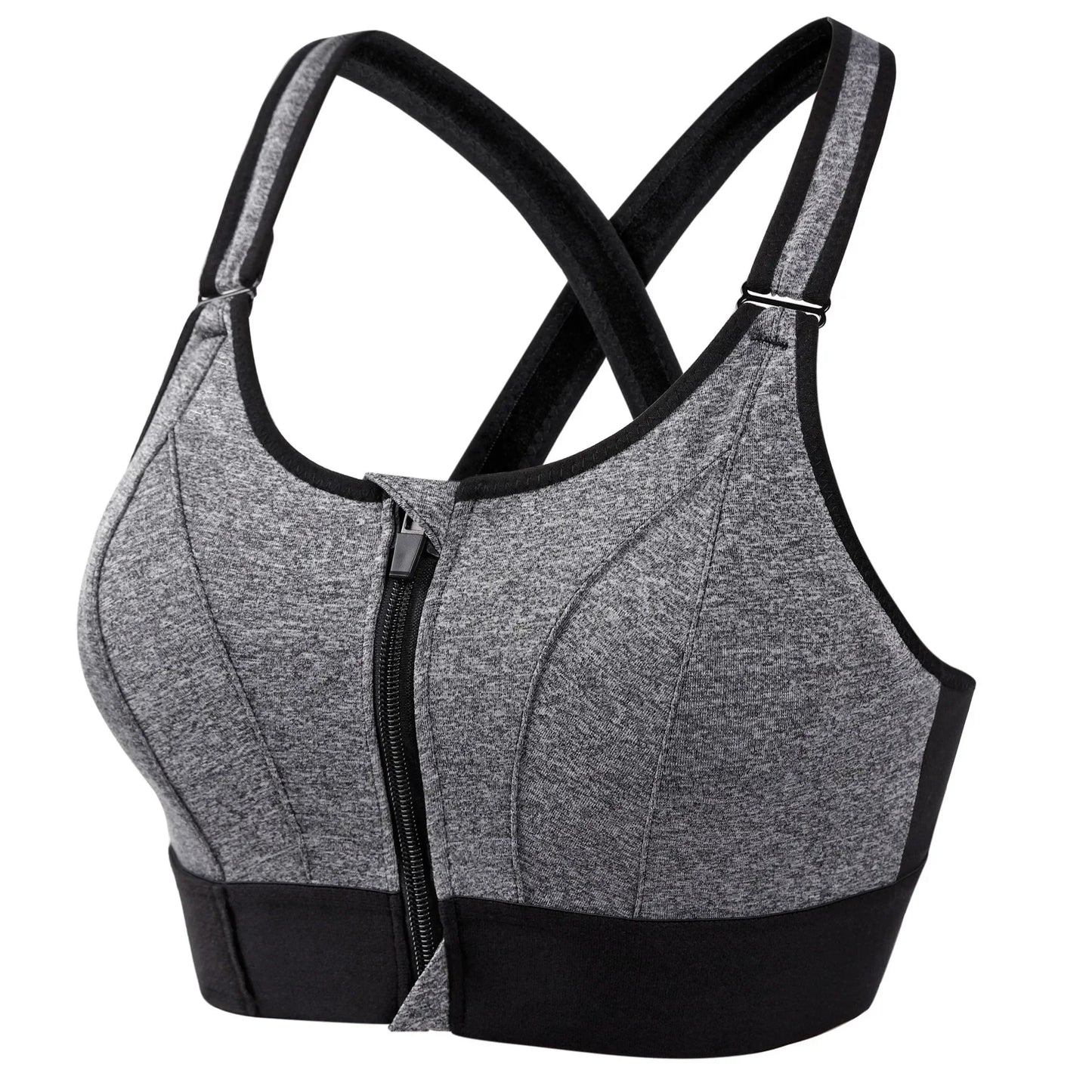Front zipper anti-sagging sports bra
