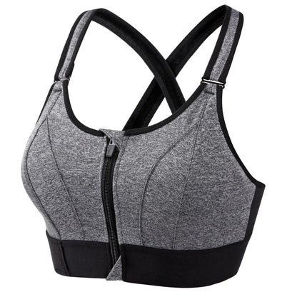 Front zipper anti-sagging sports bra