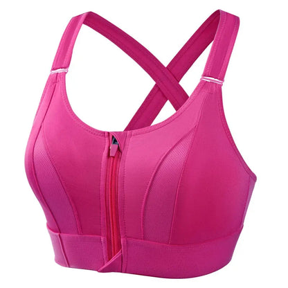 Front zipper anti-sagging sports bra