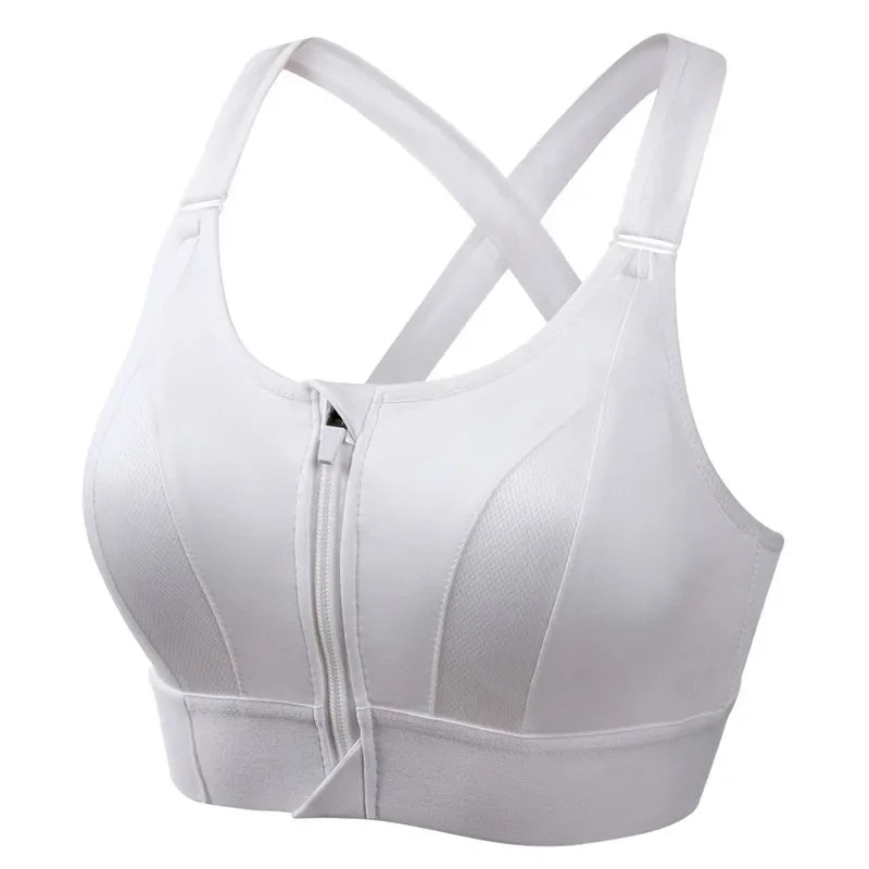 Front zipper anti-sagging sports bra