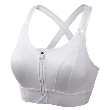 Front zipper anti-sagging sports bra