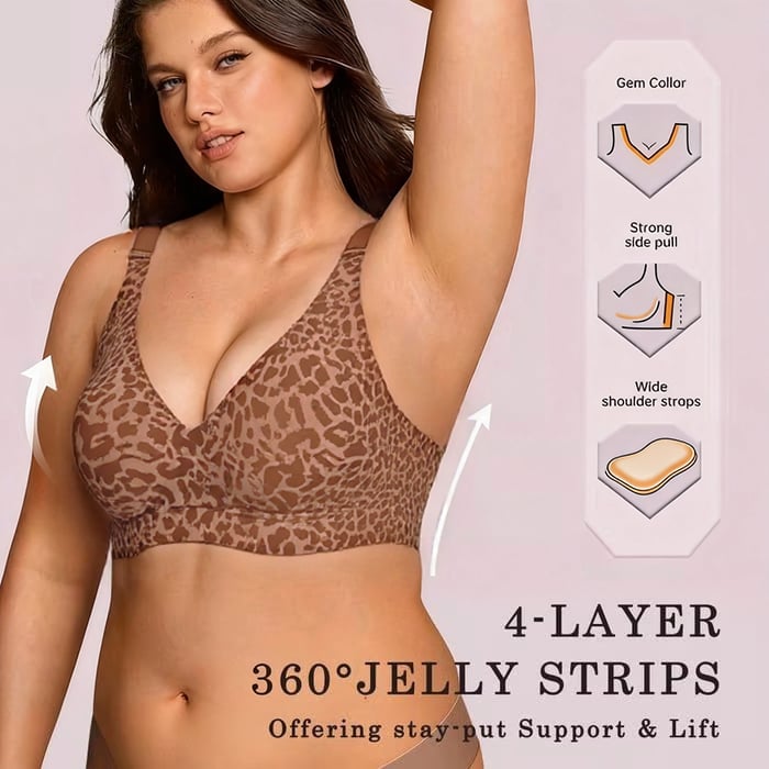 ❤️Mother's Day Specials-BUY 1 GET 1 FREE 🔥Super Firming Leopard Print Jelly  Bra | Women Wirefree Bras 👍No More Sagging Breasts