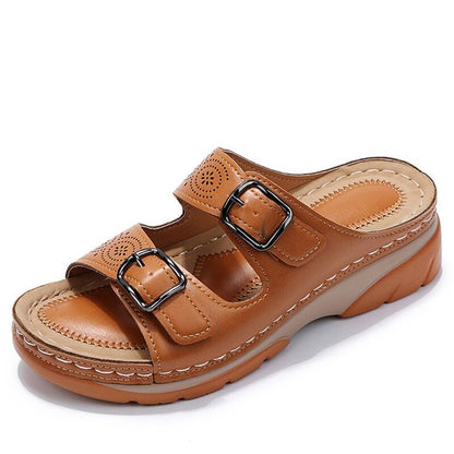 🔥LAST DAY 50% OFF-Breathable Orthopedic Adjustable Ladies Leather Sandals